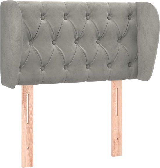 vidaXL Hoofdbord met randen 83x23x78/88 cm fluweel lichtgrijs