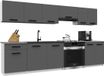 BELINI Keukenblok ITALIA 2 - Meuble de cuisine 240 cm Gris avec plans de travail - Armoires supérieures et inférieures