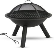 Merkloos / Sans marque Holland Connections Vuurschaal met rooster voor de tuin - Ø 56 cm - Tuinhaard - Vuurhaard - Zwart
