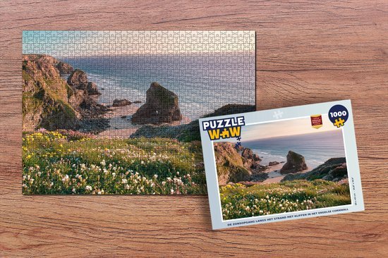 MuchoWow Puzzel De zonsopgang langs het strand met kliffen in het Engelse Cornwall - Legpuzzel - Puzzel 1000 stukjes volwassenen - Sinterklaas cadeautjes - Sinterklaas voor grote kinderen