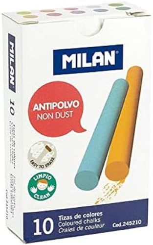 Box of 10 Chalk Sticks - Round - Dust-Free