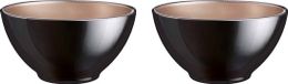 Luminarc Kommetjes/soepkommen/schaaltjes voor dessert/ontbijt - 2x - Glas - D13 x 6 cm - zwart