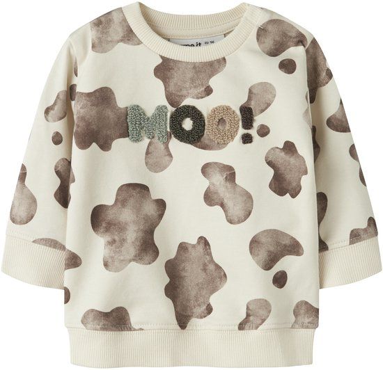 Name it Sweatshirt regular fit met lange mouwen en ronde hals van biologisch katoen en elastaan in de kleur ecru