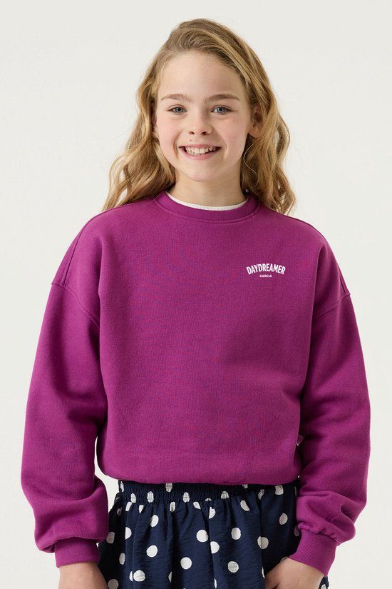 Garcia Meisjes Print Sweater Paars Lange mouw