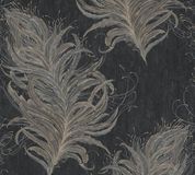 Living Walls Mata Hari Vliesbehang met veren, glitters, zwart, goud, grijs, 53 cm x 1005 cm