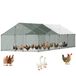 VEVOR Poulailler en métal 3x8x2 m parc grillagé pour poules, canards, lapins, oies, usage extérieur, jardin, ferme, avec bâche imperméable, toit en pente, porte verrouillable, accessible à pied