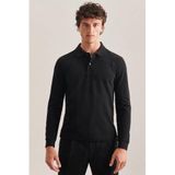 Seidensticker slim polo zwart