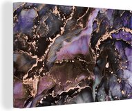 Canvas Schilderij Marmer Goud Roze 60x40 cm - Wanddecoratie