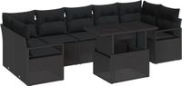 vidaXL Tuinbank Set 8-delig Zwart Polyrattan
