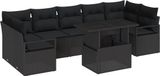 vidaXL Tuinbank Set 8-delig Zwart Polyrattan