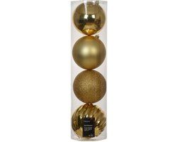 Decoris Kerstballen kunststof d14 cm lichtgoud 4 stuks