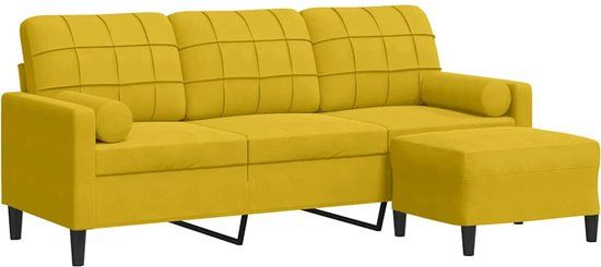 vidaXL Driezitsbank met voetenbank 180 cm fluweel geel