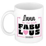 Bellatio Decorations Naam mok Lana - wit - Fabulous - keramiek - 300 ml - cadeau collega beker - cadeau