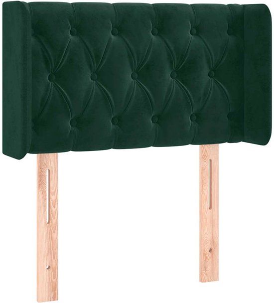 vidaXL Hoofdbord met randen 83x16x78/88 cm fluweel donkergroen