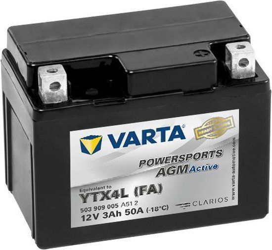Varta MC 503909005 Factory Activated AGM YTX4L-4 Motor Accu (YTX4L-BS) - 3000 mAh