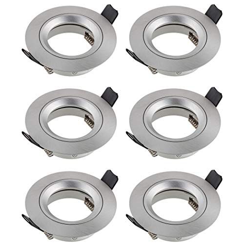SEBSON 6x Inbouwspot incl. GU10 Fitting - Boorgat Ø65mm, Zilver Mat Aluminium, Plafondspot Ø80x24mm
