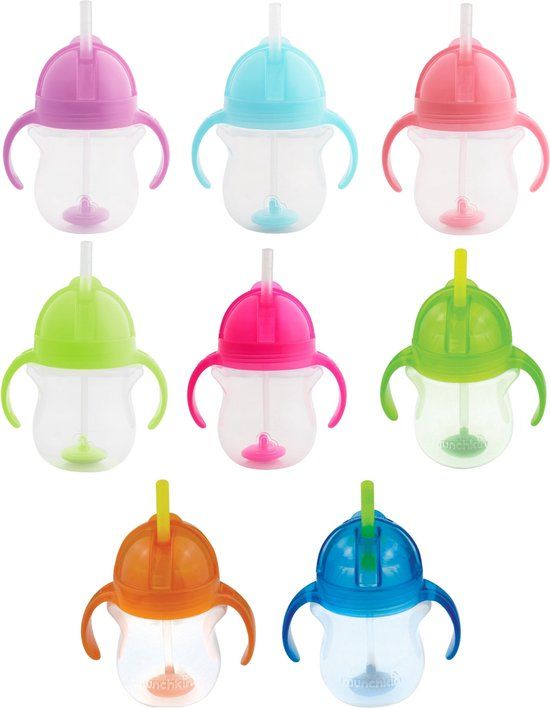 Munchkin Click Lock™ Tip&Sip Straw Cup 6mnd+ 207ml - Groen/Oranje/Blauw/Roze