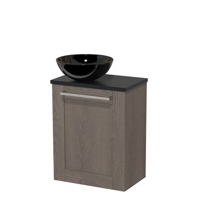 Maxaro Modulo Toiletmeubel 41cm - Donkerbruin Eiken - Mat Zwart