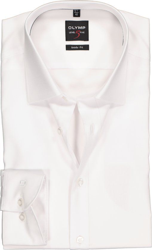 OLYMP Level 5 Body Fit Overhemd - Wit Twill - Maat 43 - Heren