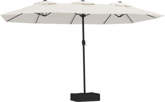 vidaXL Dubbele Parasol met LED 449x245 cm Zandwit - Groen