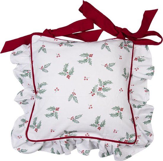 Clayre & Eef witte stoelkussen hoes 40*40 cm hch25 - Wit