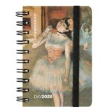 HOUTADEFINIZIONE - Dagkalender 12 maanden, kalender 2026 met bedrukte omslag met een kunstwerk, elastische bandsluiting, dubbele bladwijzer en 352 pagina's, 9 x 13 cm, ballerina