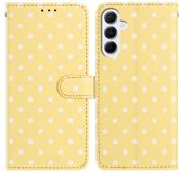 Selected by GSMpunt.nl Samsung Galaxy A37 Hoesje Portemonnee Book Case Polka Dot Geel