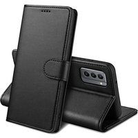 Phonillico® Case voor Samsung S21 - Zwart Portemonnee Flap Magnetische Flap Kaartopslag