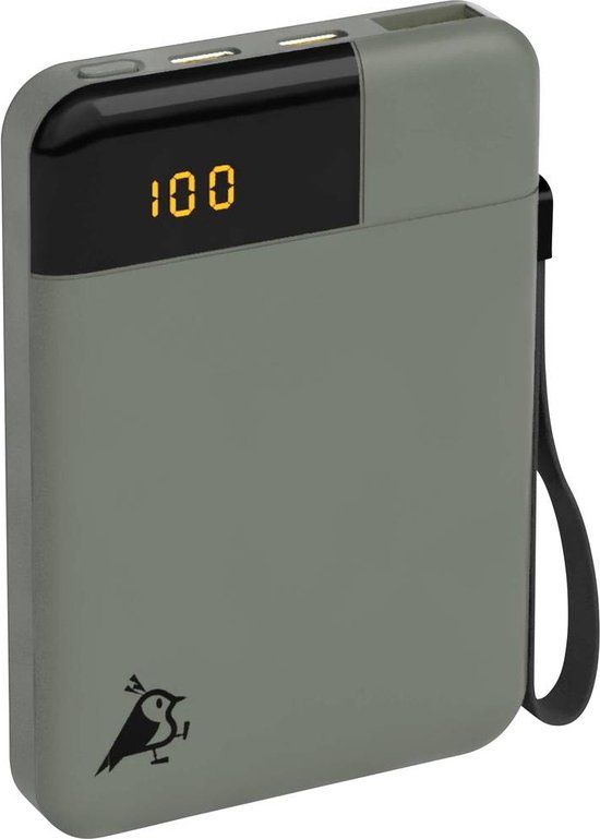 Aqiila Powerbird B5 Powerbank 5000mAh - Mosgroen - 2x USB-C, 1x USB-A