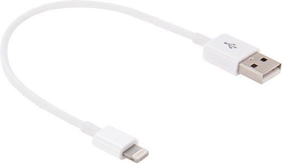 Merkloos 20cm 8-pins naar USB 2.0-gegevens / laadkabel - Wit