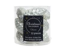 Decoris 12 Glazen dennenappels 40 mm winter wit