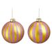 Mica Decorations Kerstballen glas streep goud lila - 2 stuks (ø10 cm)