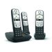 Gigaset A690A Trio Téléphone analogique/DECT avec répondeur et identification de l'appelant - Noir