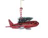 Decoris Boule de Noël en verre - avion sapin de Noël 8cm Rouge 1 pièce