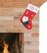 Kaemingk B.V. Chaussette de Noël - rouge avec blanc - H40 cm - polyester - avec Père Noël