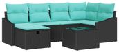 vidaXL Ensemble de canapé avec coussins et espace de rangement, noir, polyrotin