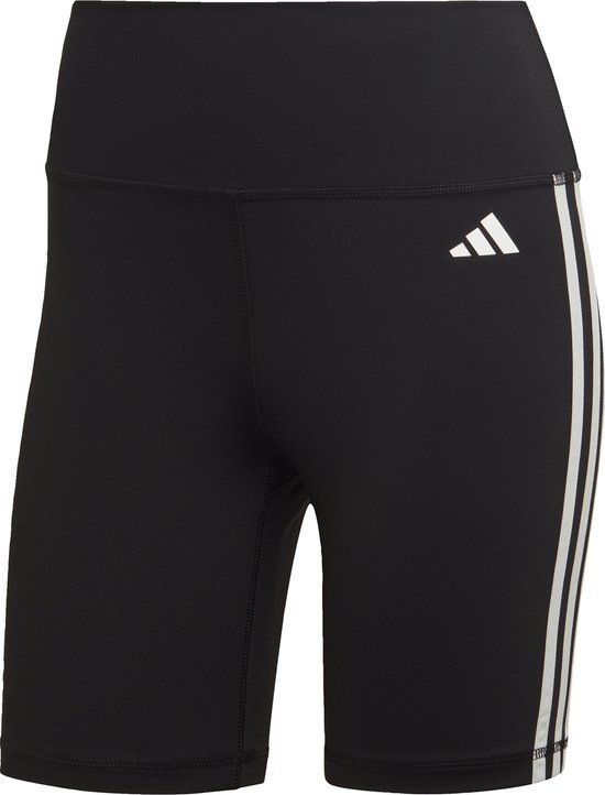 adidas Performance Training Essentials 3-Stripes High-Waisted Korte Legging - Zwart - Dames - Maat L