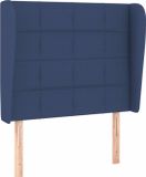vidaXL Hoofdbord met randen 93x23x118/128 cm stof blauw