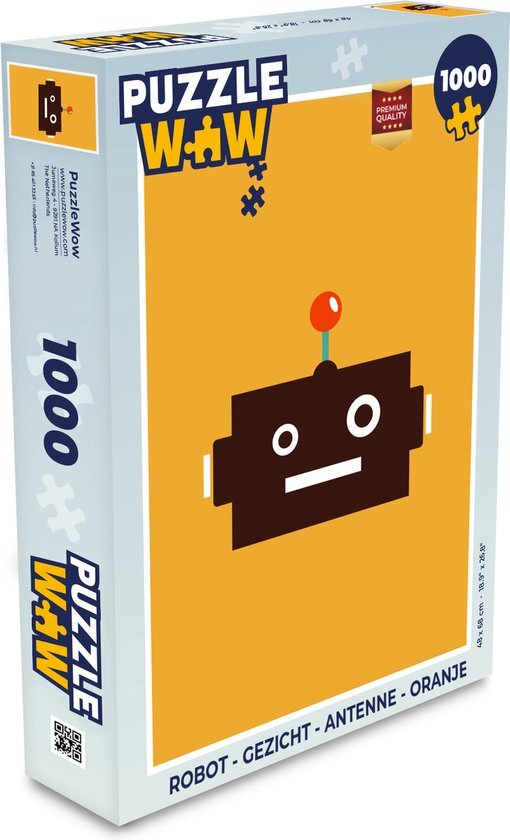 MuchoWow Puzzel Robot - Gezicht - Antenne - Oranje - Legpuzzel - Puzzel 1000 stukjes volwassenen - Sinterklaas cadeautjes - Sinterklaas voor grote kinderen