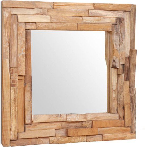 vidaXL Decoratieve Spiegel Vierkant Teakhout 60x60 cm
