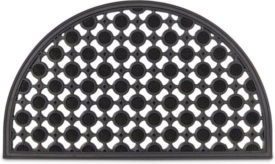 Relaxdays Deurmat Rubber 75x45 Halfrond Voetmat Droogloopmat Voetveger Patroon