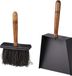 Sans marque Ensemble pelle et balayette pour poêle et cheminée - Fer thermolaqué - Pelle et balayette - Manche en bois - Noir/brun