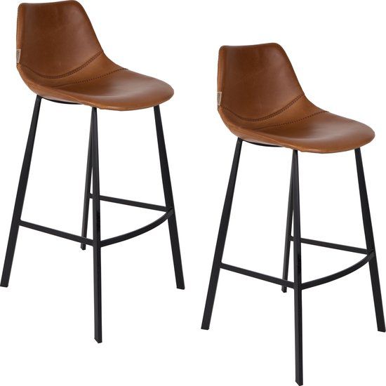 Dutchbone Franky Barkrukken rugleuning 80 cm Bruin - Set van 2