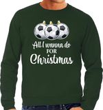 Bellatio Decorations Foute Kersttrui - Voetballen Kerstballen - sweater - groen - heren XL