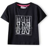 Minoti T-shirt meisjes zwart met tekstprint - korte mouw