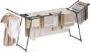 Meisterhome® Uitschuifbaar Zwart Wasrek - Droogrek - Extra Groot & Inklapbaar - 25 m Drooglengte - Stevig Carbonstaal - Tot 30 kg Wasgoed