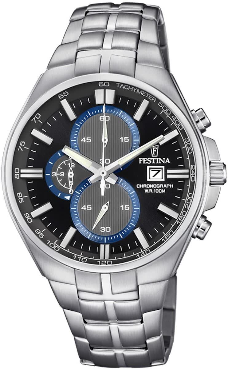 Festina F6862/4 Chronograaf - Polshorloge - Staal - Zilverkleurig - 44mm