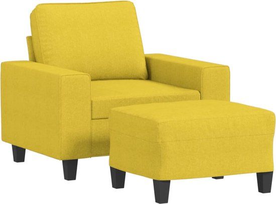 vidaXL Fauteuil met voetenbank stof lichtgeel