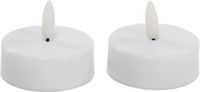 Anna's Collection Bougies chauffe-plat/bougies chauffe-plat - 2x - blanc - D6 x H4,5 cm - flamme 3D - minuterie - bougies