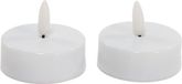 Anna's Collection Bougies chauffe-plat/bougies chauffe-plat - 2x - blanc - D6 x H4,5 cm - flamme 3D - minuterie - bougies